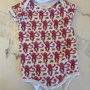 Roller Rabbit White and Pink Monkey Print Onesie